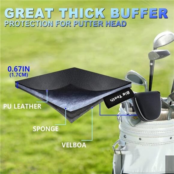 Golf Mallet Putter Cover Headcover Club Protector Magnetic Closure for Scotty - Picture 3 of 8